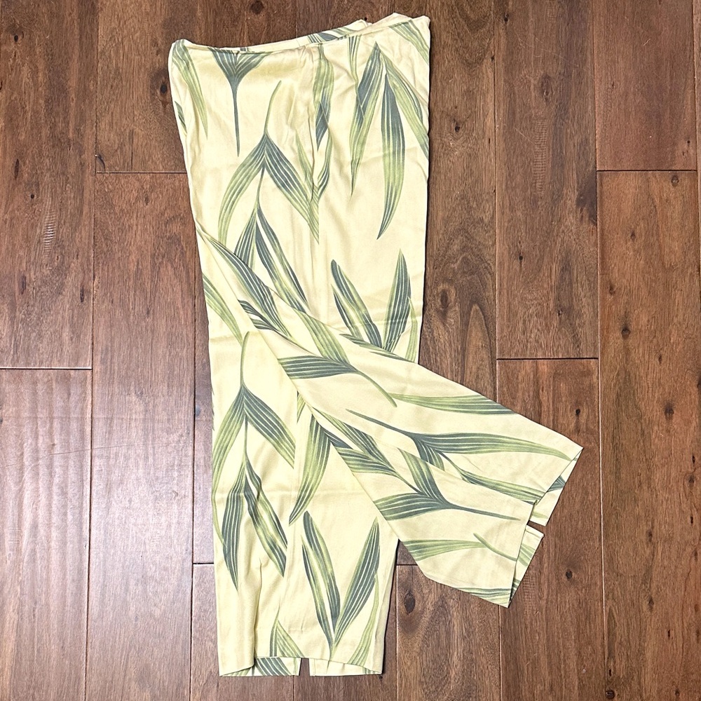 NWT Tommy Bahama silk cropped wide leg pant in lemonade / butter tropical sz 10
